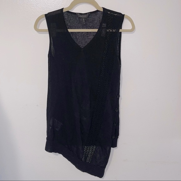 BCBGMAXAZRIA | Women’s Black Asymmetrical Knit V Neck Top Size XS - Picture 1 of 7
